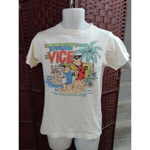 Vintage Flintstones Bedrock Vice T Shirt 80s Small Funny Fred Barney